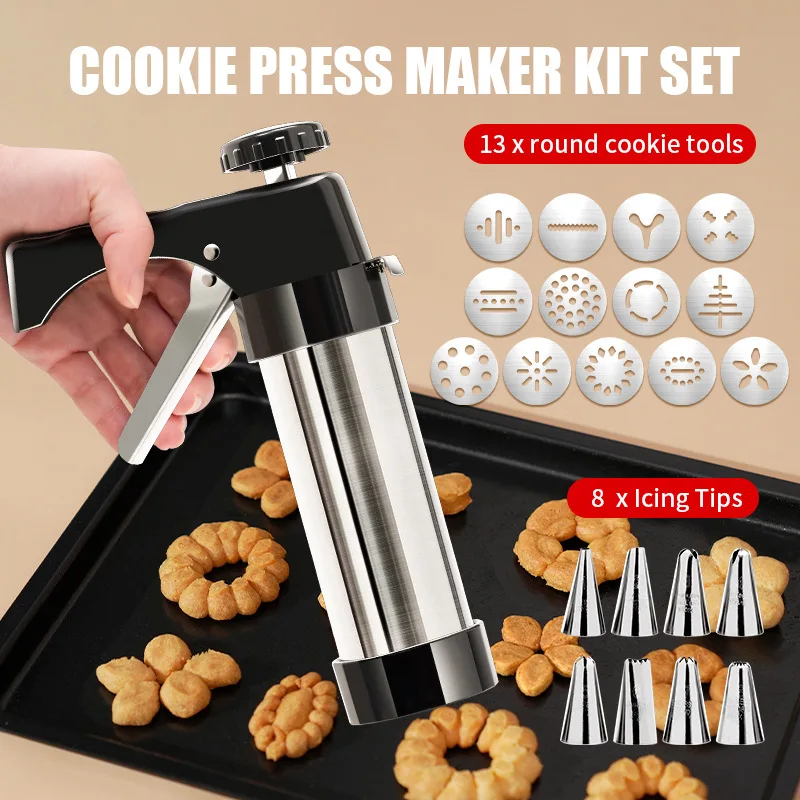 Churros Maker Gun - 13 ชิ้น/เซ็ต DIY คู่มือคุกกี้แม่พิมพ์ปืนคุกกี้กดชุดปืนตกแต่งเครื่องบีบทํา Churros อุปกรณ์เบเกอรี่เครื่องมือ