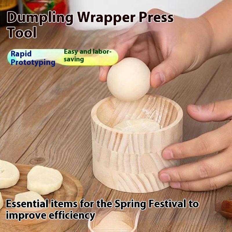 Dumpling Press Set - ชุดทำเกี๊ยวไม้ 1 ชุด - เครื่องกดแป้งแบบใช้มือ |
