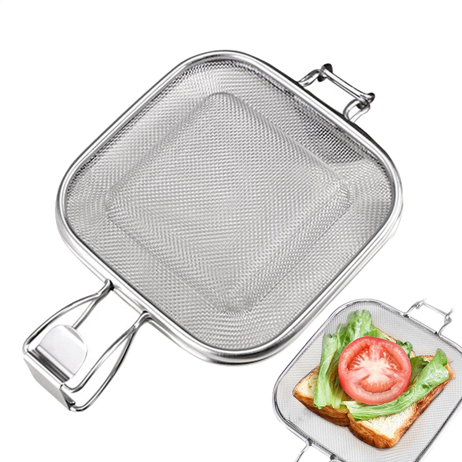 Hot Dog Press - เครื่องทำแซนวิชแบบทนทาน ทำจากสแตนเลส สำหรับทำขนมปัง DIY แบบตาข่าย รูปทรงวงกลม