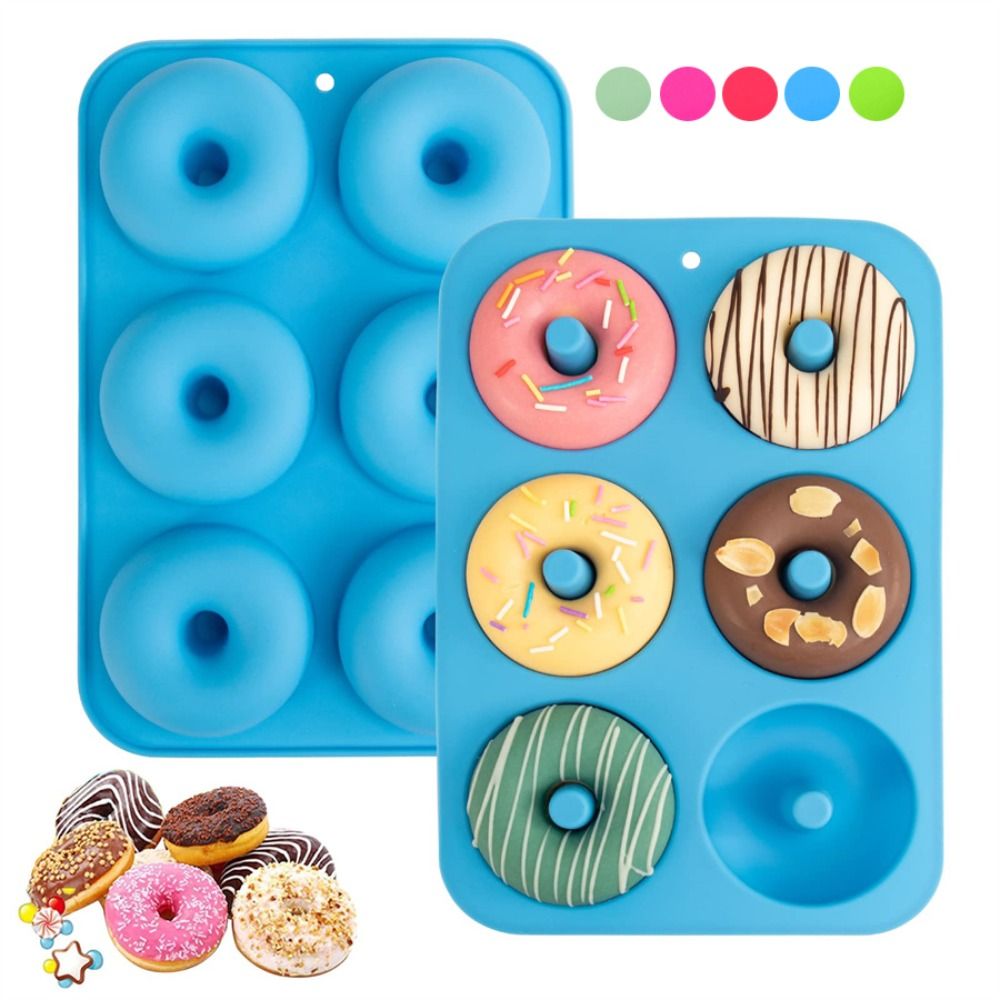 Donut Mold Silicone - แม่พิมพ์โดนัทซิลิโคนใหม่ ทนความร้อนสูง ไม่ติดกระทะ แม่พิมพ์เค้กทรงกลม ใช้ซ้ำได้ อุปกรณ์ทำขนมสำหรับการอบขนมที่บ้าน