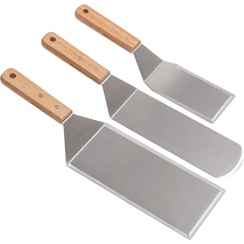 Okonomiyaki Spatula - Professional Spatulas ชุดขนาดใหญ่สแตนเลสสตีลแพนเค้กแฮมเบอร์เกอร์เทอร์เนอร์ Griddle Flipper Scraper