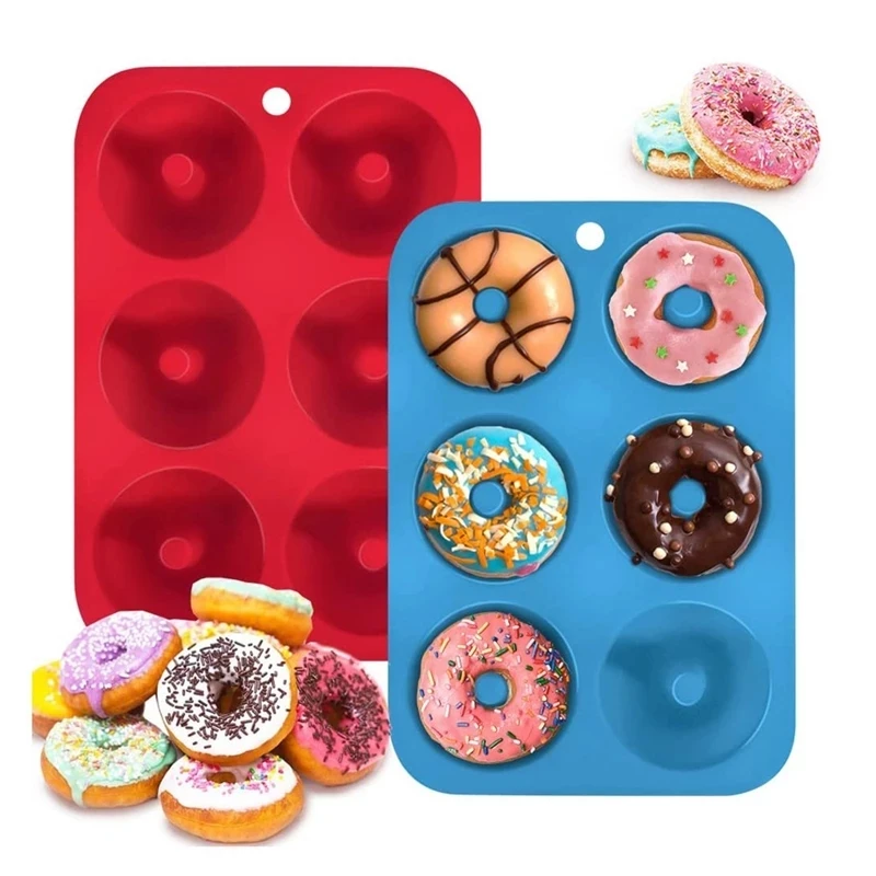 Donut Mold Silicone - 6 หลุมซิลิโคนโดนัทแม่พิมพ์ Baking PAN Non-Stick Baking