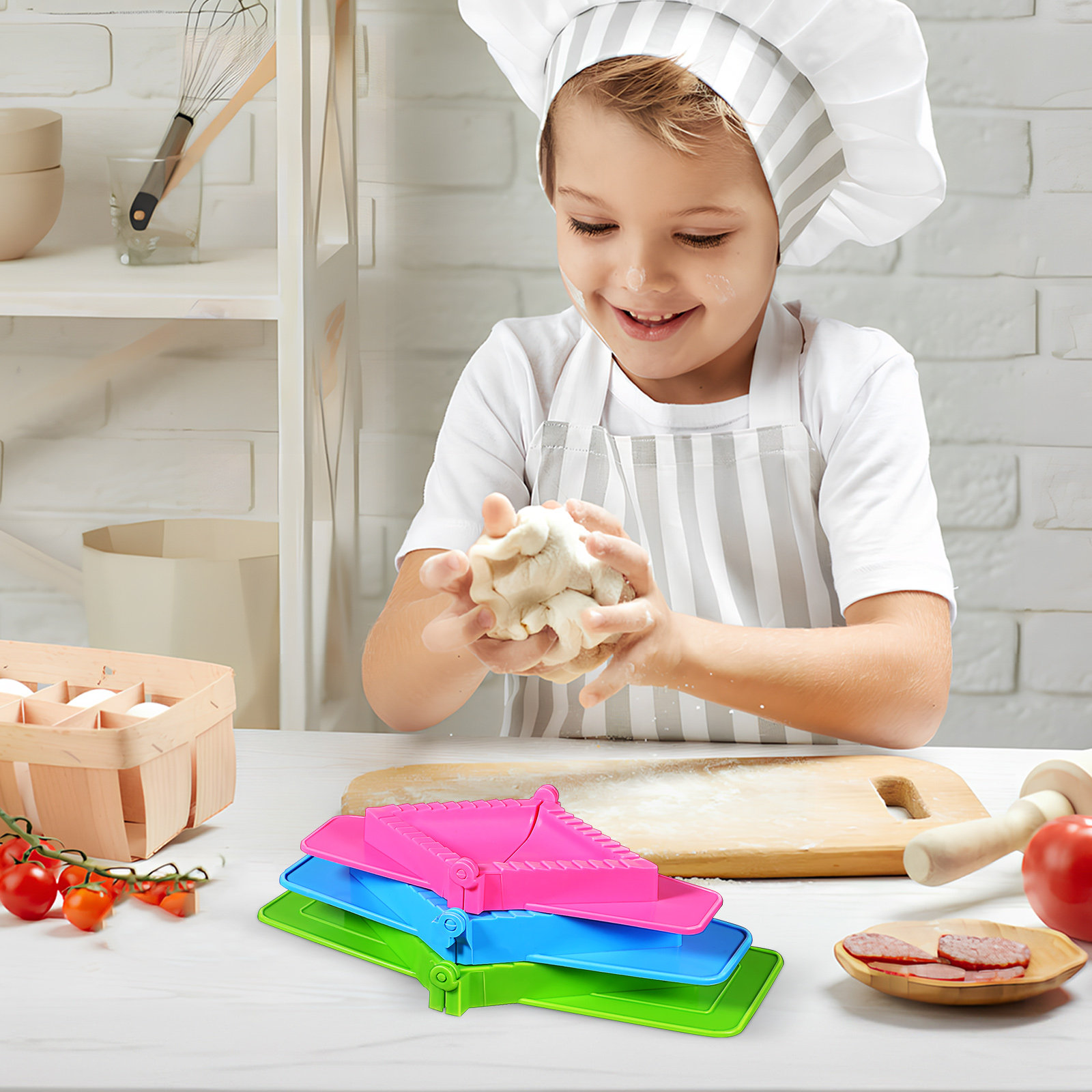 Dumpling Press Set - ชุดแม่พิมพ์ทำเกี๊ยวพลาสติก 3 ชิ้น แบบกดมือ สำหรับทำเกี๊ยวซ่า ปิเอโรจี