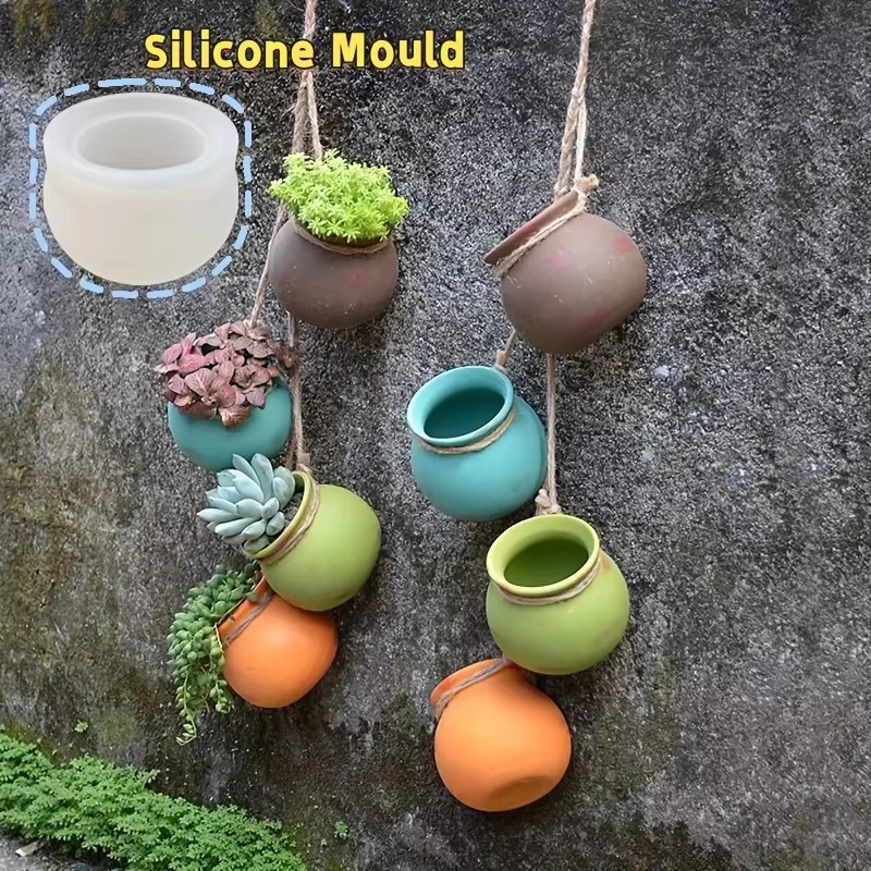 Potsticker Mold - แม่พิมพ์กระถางดอกไม้ซิลิโคน, แม่พิมพ์เรซิน, แม่พิมพ์อีพ็อกซี่, แม่พิมพ์เทียนหอม, กระถางดอกไม้ขนาดเล็ก, กระถางดอกไม้แขวนผนัง,