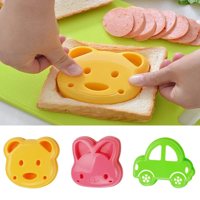 Bunny Cake Mold - 2pcs แซนวิชแม่พิมพ์หมีแมวกระต่ายรถรูปขนมปังแม่พิมพ์เค้กบิสกิตลายนูนอุปกรณ์เปลือกเครื่องตัดคุกกี้ Baking Pastry Tools
