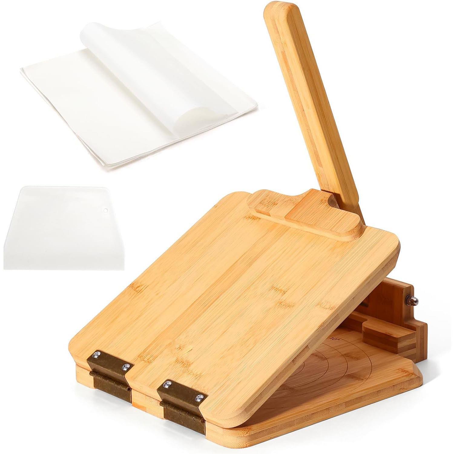 Dumpling Press Set - เครื่องทำตอร์ติญญ่าจากไม้ไผ่และไม้ ขายดี ใช้สำหรับทำแผ่นแป้งเกี๊ยว