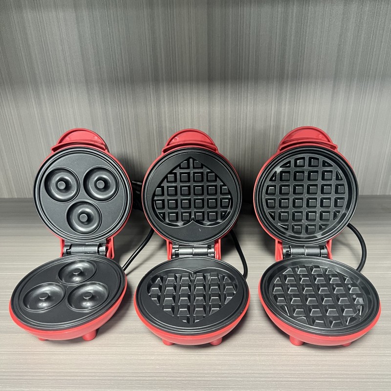 Mini Pancake Griddle - เครื่องทำวาฟเฟิลรูปหัวใจขนาดเล็กอเนกประสงค์ เครื่องปิ้งขนมปังแบบสองด้าน เครื่องอบขนมแบบพกพาสำหรับงานเลี้ยงครอบครัว