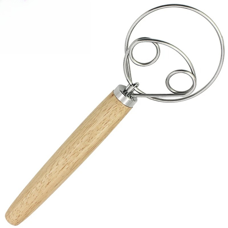 Danish Pancake Pan - ลีเซฟ 13 นิ้ว ที่ตีแป้งเดนมาร์ก, เครื่องผสมแป้งขนมปังสไตล์ดัตช์สแตนเลส, ด้ามจับไม้,