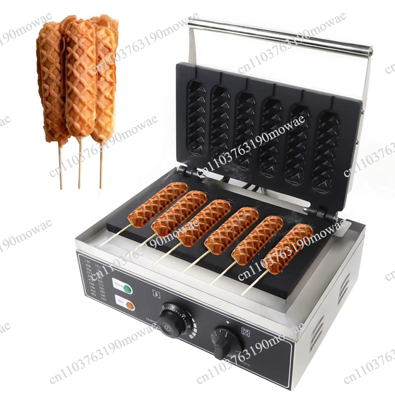 Corn Dog Stick - เครื่องทำวาฟเฟิลบาร์ 6 ชิ้น แบบไม่ติดกระทะ ทำจากสแตนเลส เครื่องทำวาฟเฟิลบาร์