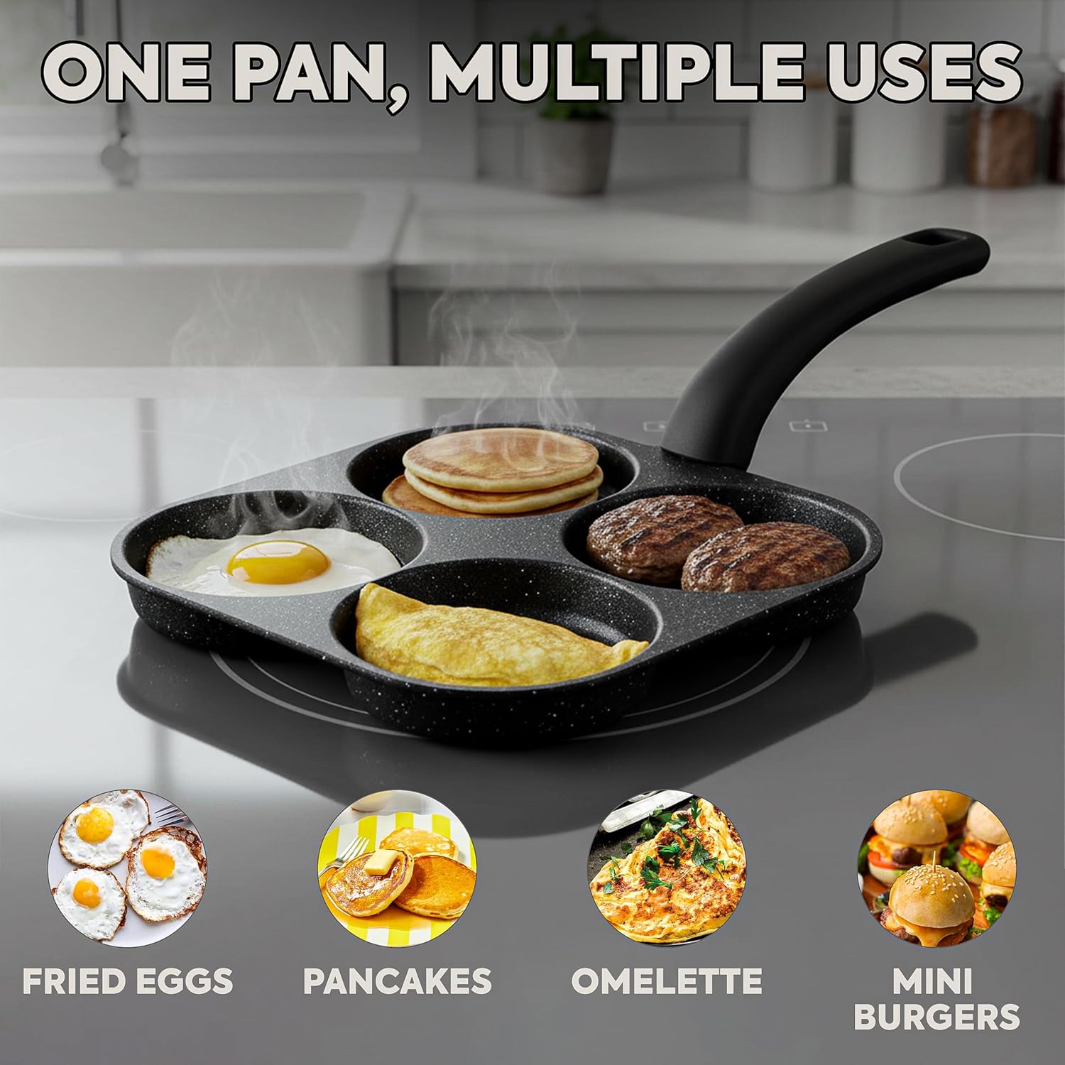 Egg Waffle Pan - กระทะทอดไข่ กระทะแพนเค้กแบบไม่ติด 4 ช่อง กระทะทำแพนเค้ก กระทะไข่