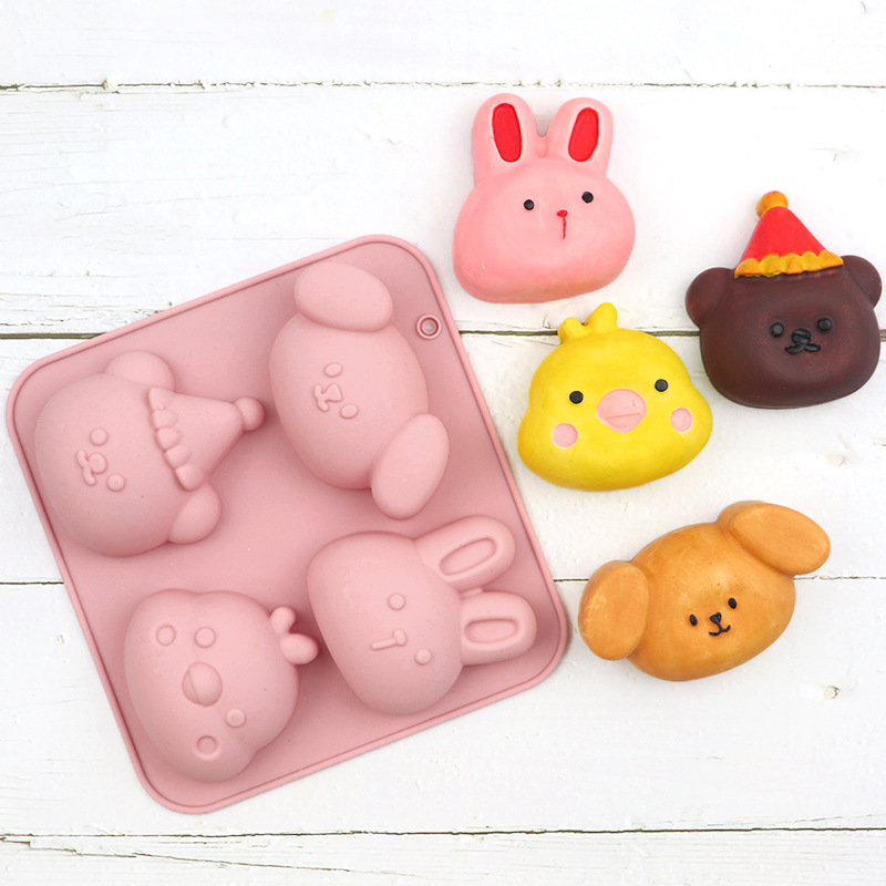 Bunny Cake Mold - สุนัขช็อกโกแลตเค้กเบเกอรี่แม่พิมพ์การ์ตูนสัตว์เลี้ยง Treats Mousse หมีกระต่าย ICE CUBE