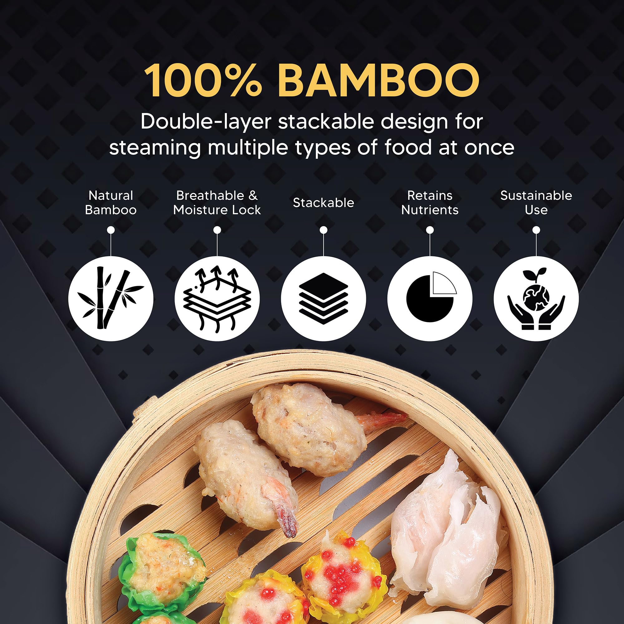10 นิ้วไม้ไผ่อาหาร Steamer พร้ - Bao Steamer Bamboo บทวิจารณ์และราคา